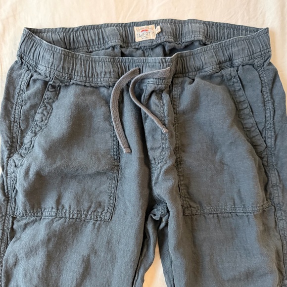 Faherty Pants - FAHERTY Blue Drawstring Linen Pants